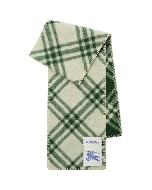 Burberry Green Check Wool Scarf Tennis for men