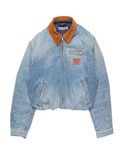 Acne Blue Denim Bomber Jacket Mid