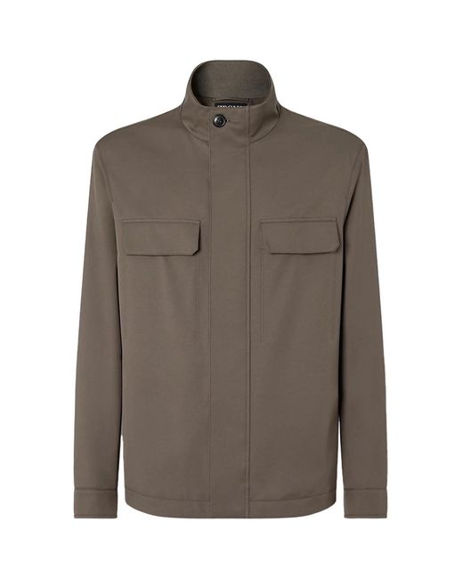 Zegna Brown Microfiber Jacket Dark Taupe for men
