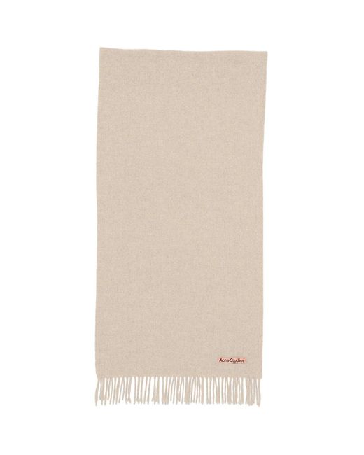 Acne Natural Fringe Wool Narrow Scarf Oatmeal for men