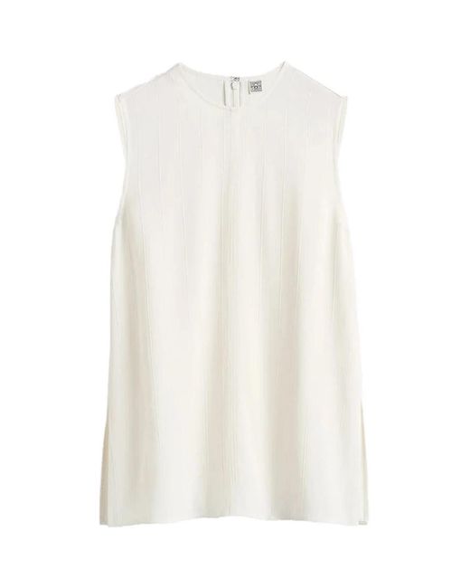 Totême White Woven Stripe Top Meringue