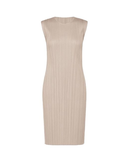 Issey Miyake White Pleats Please New Colorful Basics Dress Greige