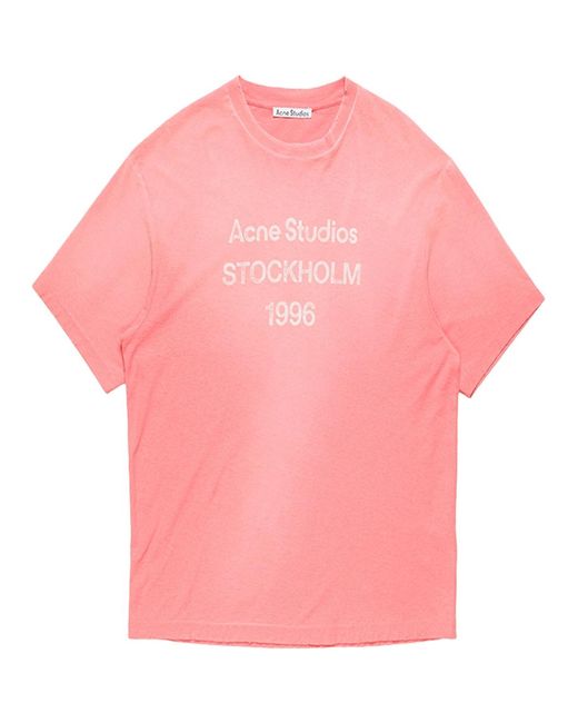 Acne Pink 1996 Logo T-Shirt Tango