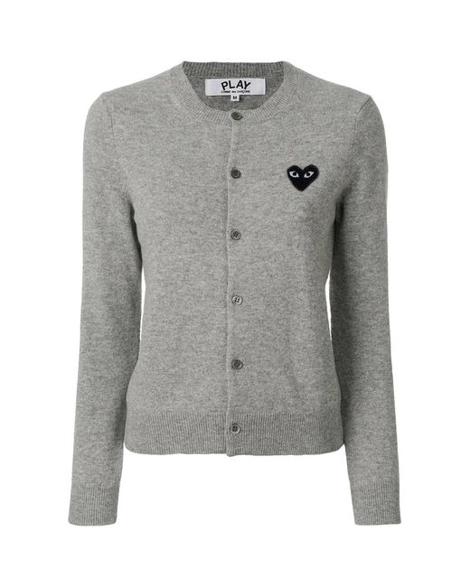COMME DES GARÇONS PLAY Gray Round-Neck One Heart Cardigan L for men