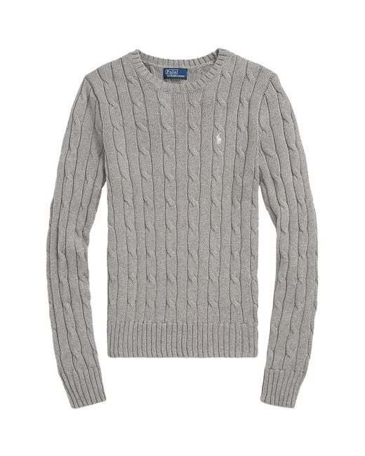 Polo Ralph Lauren Gray Cable-Knit Crew-Neck Sweater