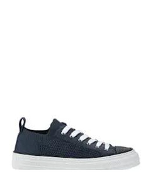 Brunello Cucinelli Blue Cotton Knit Sneakers