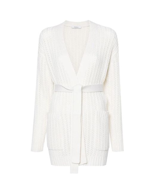 Max Mara White Balzac Open Front Cardigan
