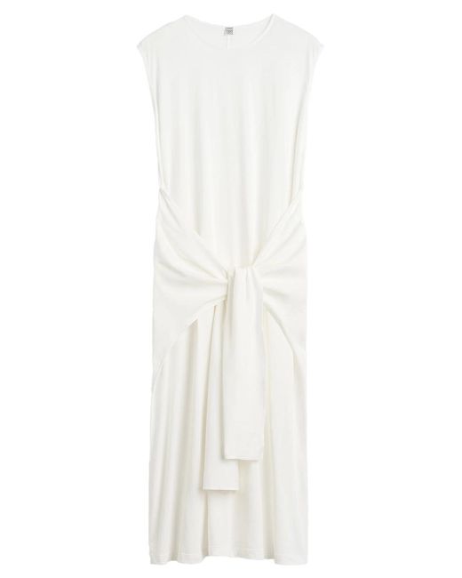 Totême White Tie-Waist Jersey Dress Off