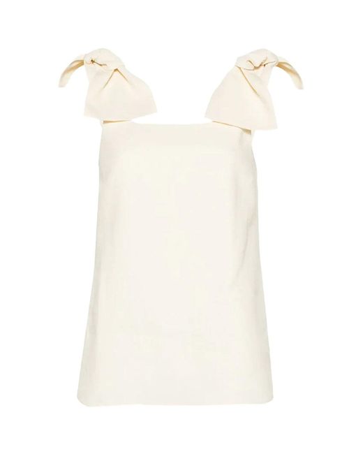 Chloé White Bow Strap Top Coconut Milk