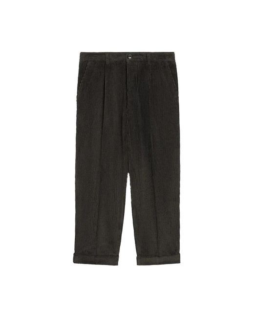 AMI Black Cotton Carrot Oversized Trousers Anthracite for men