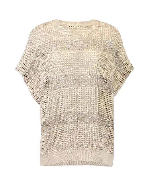 Brunello Cucinelli White Short Sleeve Sweater