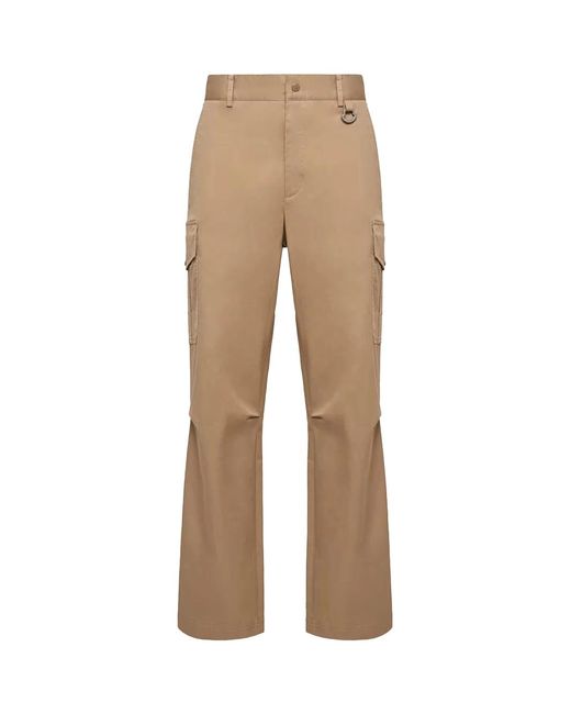 Moncler Natural Cargo Cotton Blend Gabardine Trousers for men