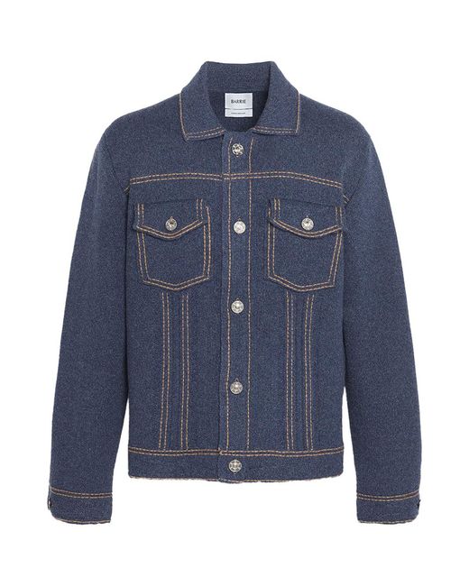 Barrie Blue Denim Cashmere Cotton Jacket for men