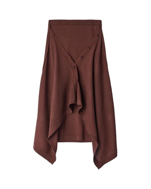 Lemaire Brown Buttoned Skirt Acajou