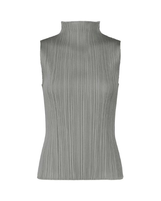 Issey Miyake Gray Pleats Please Basics Top