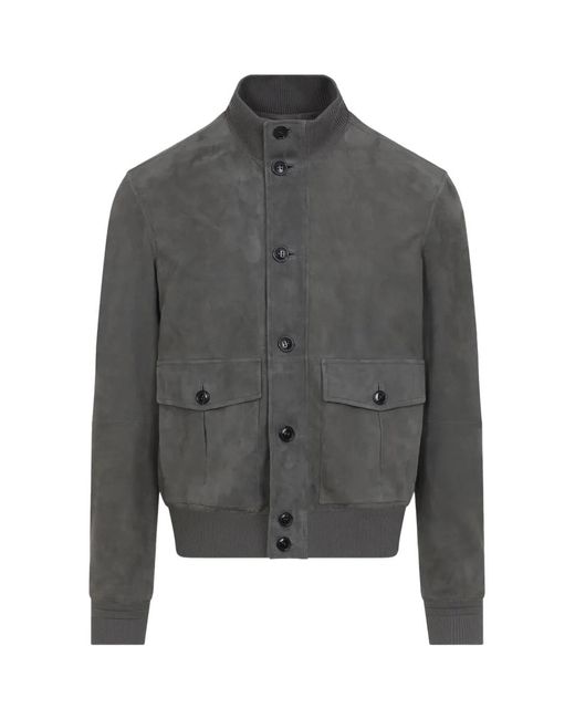 Zegna Gray Suede Jacket for men