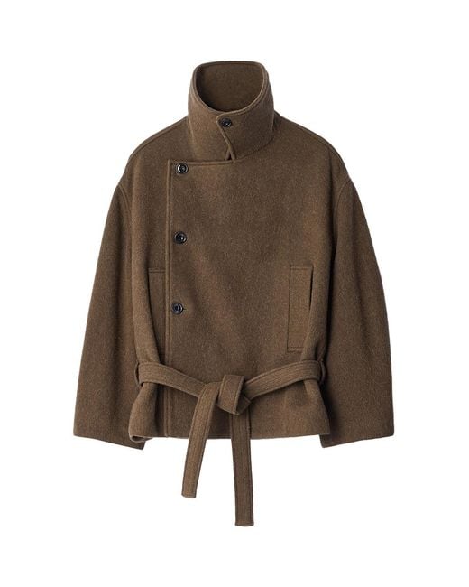 Lemaire Brown Short Wrap Coat Mud