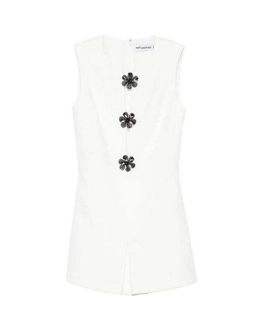 Self-Portrait White Crepe Playsuit