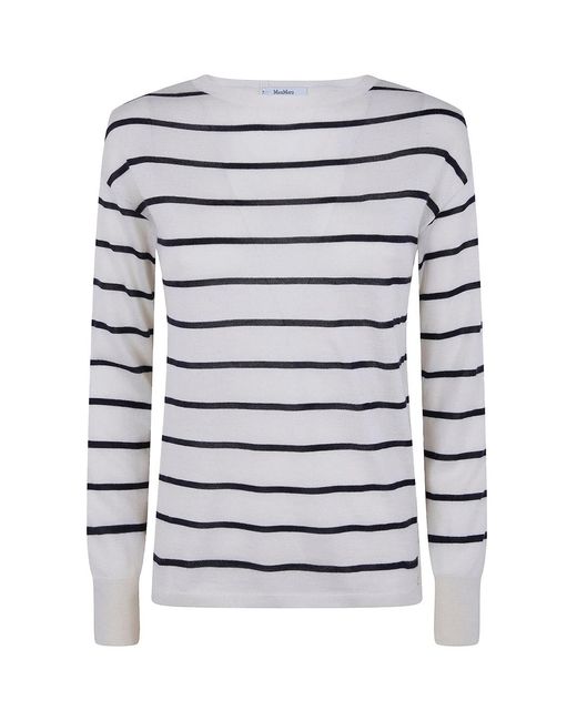 Max Mara White Mxptabella Striped Jumper Ivory
