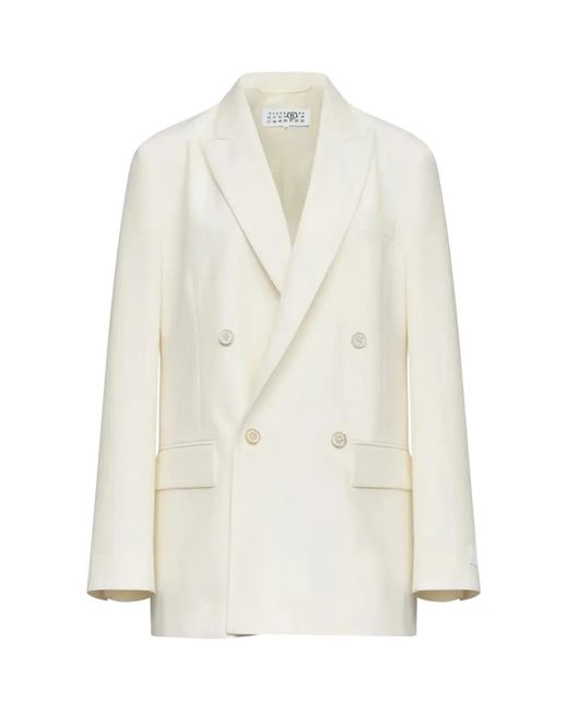 MM6 by Maison Margiela White Double-Breasted Blazer