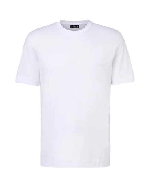 Zegna White Logo Cotton Jersey T-Shirt for men