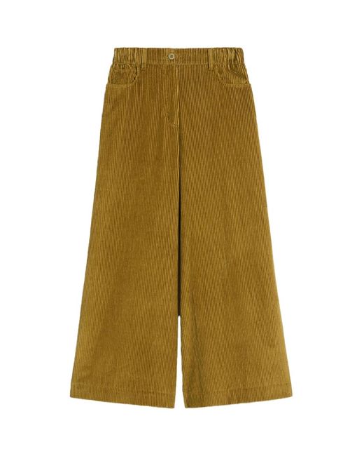 Weekend by Maxmara Green Cropped Cotton Velvet Trousers