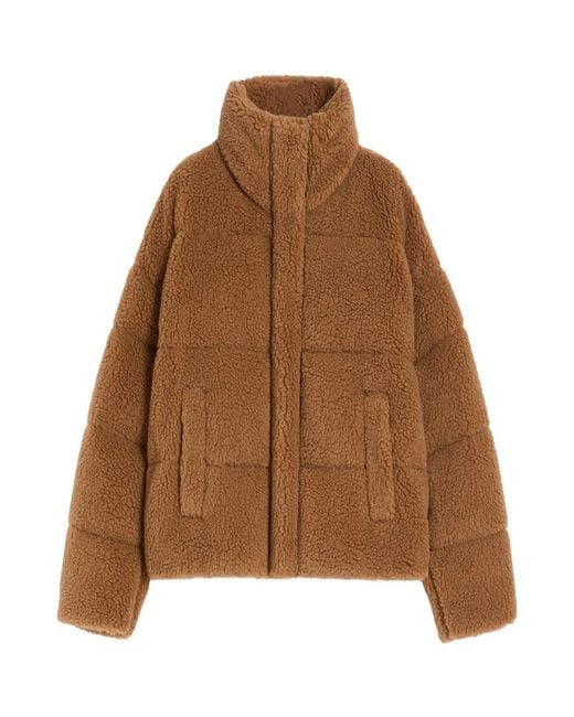 Weekend by Maxmara Brown Cropped Wool Down Jacket Camel