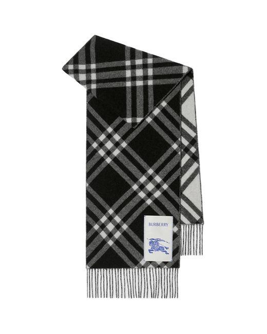 Burberry Black Check Cashmere Scarf for men