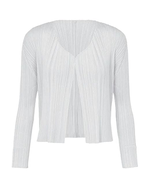 Issey Miyake White Pleats Please Cardigan L