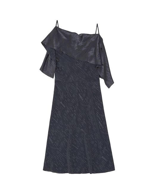 MM6 by Maison Margiela Blue Folded Jacquard Slip Dress Anthracite