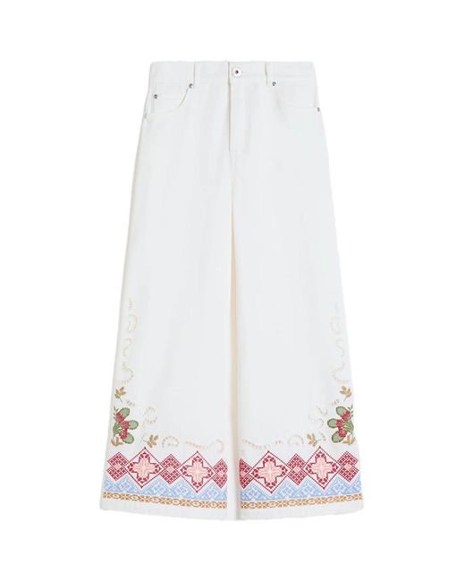 Weekend by Maxmara White Cotton Bull Trousers