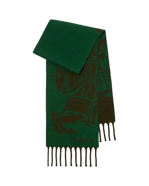 Burberry Green Reversible Ekd Wool Scarf for men