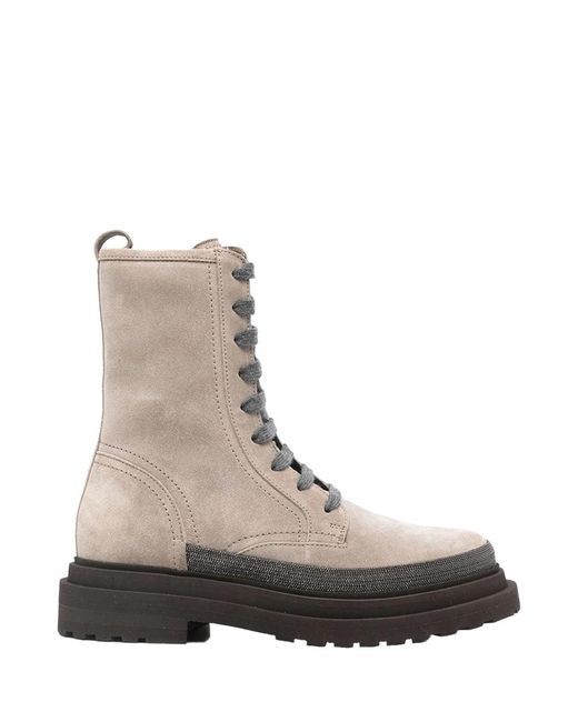Brunello Cucinelli Brown Monili Suede Boots