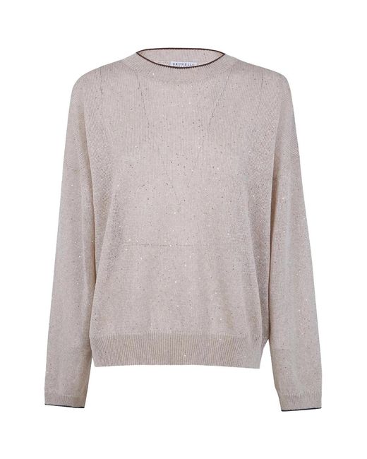 Brunello Cucinelli Gray Sequin Sweater