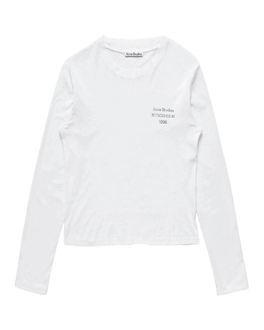 Acne White Distressed Logo T-Shirt Off