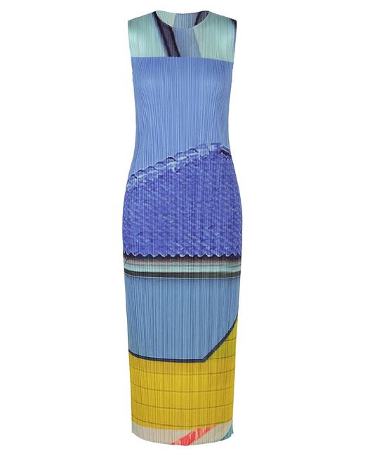 Issey Miyake Blue Pleats Please Dress