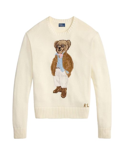 Polo Ralph Lauren White Bear Cotton Sweater Cream