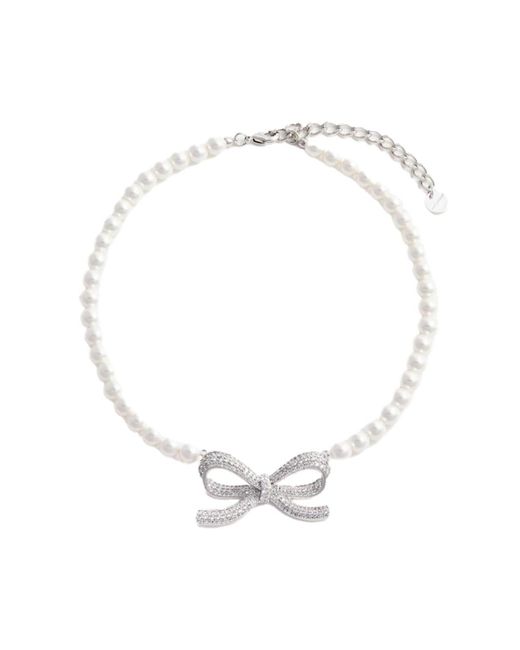 Self-Portrait White Bow Necklace Pearl