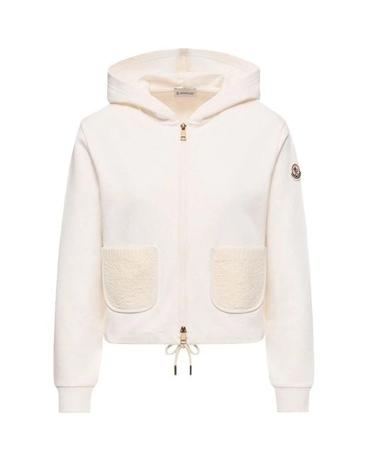 Moncler White Cotton Blend Zip-Up Sweatshirt