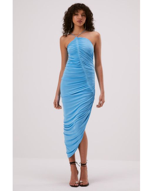 MISHA World Kayleigh Slinky Jersey Midi Dress in Blue | Lyst