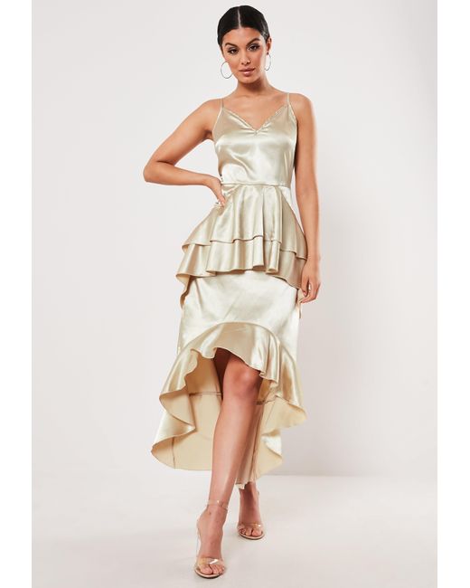 gold satin cami dress