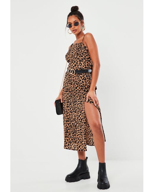 leopard print cami shift dress
