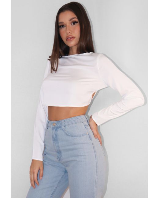 satin open back crop top