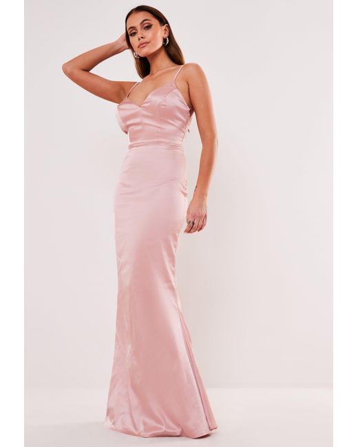silk pink maxi dress