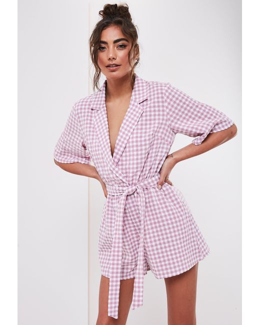 pink gingham playsuit