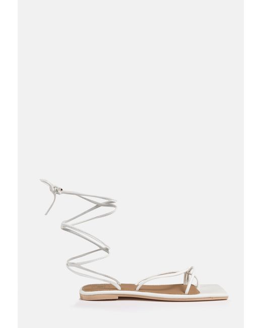 white lace flat sandals