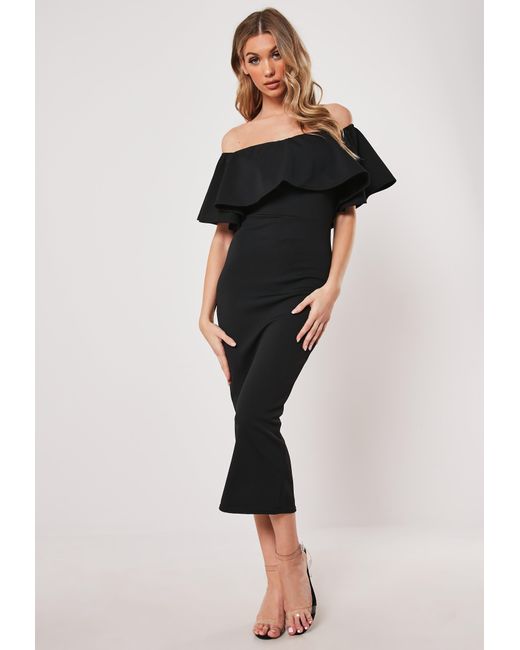 frill bodycon midi dress