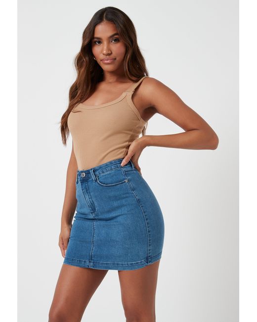 super stretch denim skirt