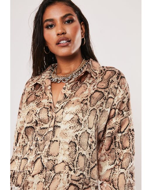 Missguided Snake Print Shirt Dress 