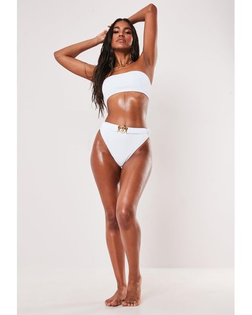 white high waisted high leg bikini bottoms
